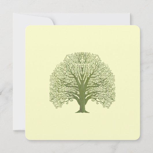 Olive Swirl Tree Invitation Kaart (Achterkant)