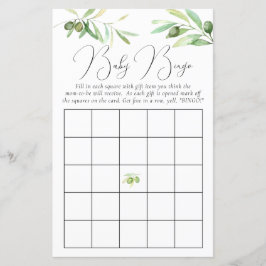 Olive tak Baby shower Bingo Spel