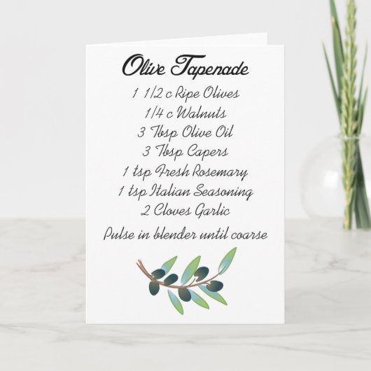Olive Tapenade Kaart (Voorkant)