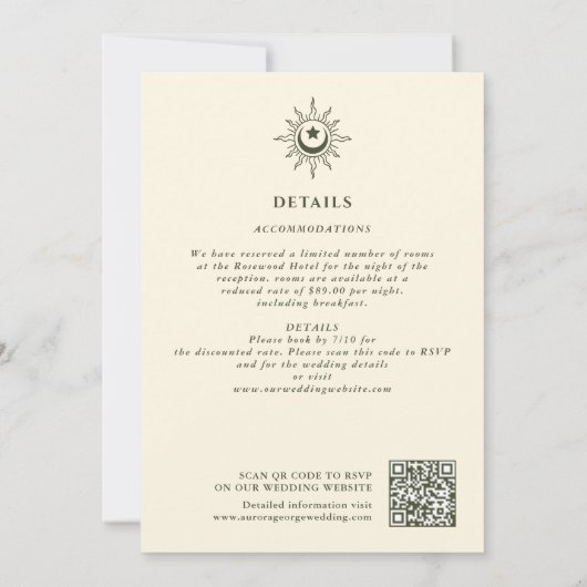 Olive  Tarot Gothic Wedding QR Uitnodiging (Achterkant)