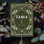 Olive  Tarot Gotische Trouwtafel Kaart<br><div class="desc">Elegant en modern huwelijksontwerp geïnspireerd door een tarotkaart. Items worden precies afgedrukt zoals ze op uw scherm verschijnen wanneer u aan de winkelwagen toevoegt,  dus personaliseer en voeg elk tabelnummer dat u nodig hebt afzonderlijk aan uw winkelwagen toe. Overeenkomende items in onze winkel voor een compleet feestthema.</div>