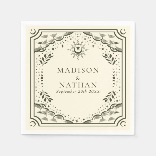 Olive Tarot Kaart Gotische bruiloft Servet (Voorkant)