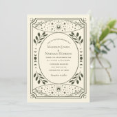 Olive  Tarot Kaart Gotische bruiloft uitnodiging (Staand voorkant)