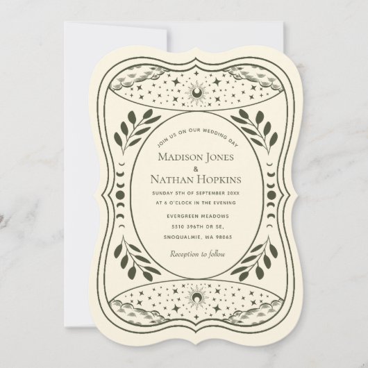 Olive Tarot Kaart Gotische bruiloft uitnodiging (Voorkant)