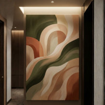 Olive Terracotta Abstract Gallery Art Canvas Print
