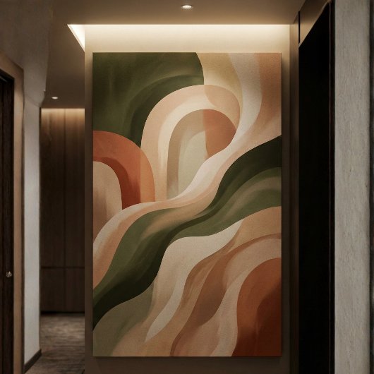 Olive Terracotta Abstract Gallery Art Canvas Print