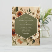 Olive Terracotta Autumnal Wedding Kaart (Staand voorkant)