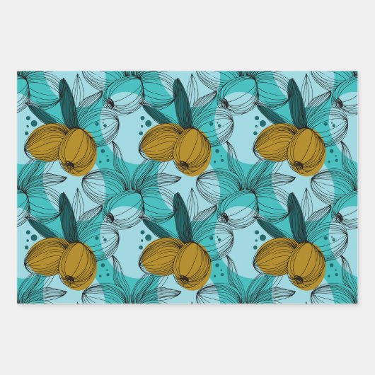 Olive Th-coördinatiepatroon Inpakpapier Vel (Voorkant 3)