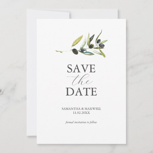 Olive Theme foto bruiloft Bewaar de datum Save The Date (Voorkant)