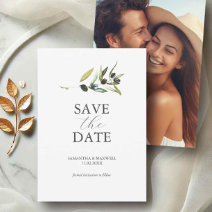 Olive Theme foto bruiloft Bewaar de datum Save The Date