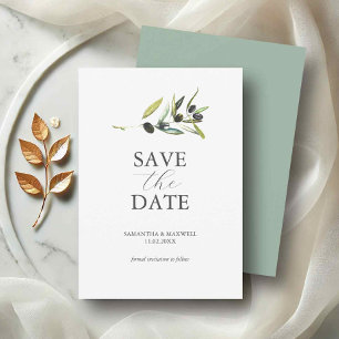 Olive Theme Non Photo Wedding Sla de datum op Save The Date