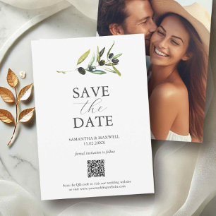 Olive Theme Photo QR-code Sla de datums op Save The Date