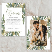 Olive Theme Wedding Foto Bedankkaart