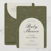 Olive Traditional Floral Arts and Crafts Shower Kaart (Voorkant / Achterkant)