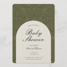 Olive Traditional Floral Arts and Crafts Shower Kaart