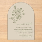 Olive Tree Branch, Rustic & Minimalistic Wedding Acryl Uitnodigingen (Voorkant)