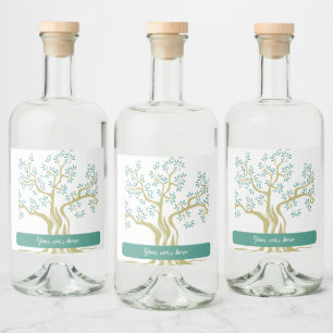 Olive Tree Sketch Gepersonaliseerde Liquor Bottle Likeurfles Etiket