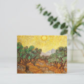 Olive Trees Yellow Sky & Sun Van Gogh Fine Art Briefkaart (Staand voorkant)