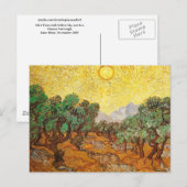 Olive Trees Yellow Sky & Sun Van Gogh Fine Art Briefkaart (Voorkant / Achterkant)
