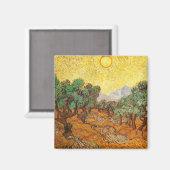 Olive Trees Yellow Sky & Sun Van Gogh Fine Art Magneet (Voorkant / Achterkant)