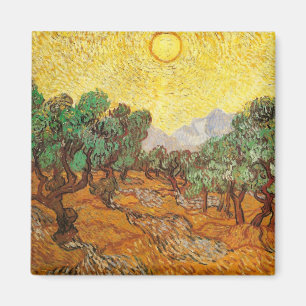 Olive Trees Yellow Sky & Sun Van Gogh Fine Art Magneet