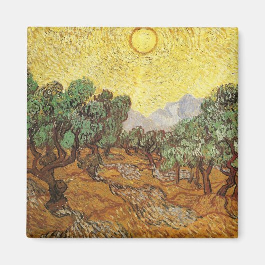 Olive Trees Yellow Sky & Sun Van Gogh Fine Art Magneet (Voorkant)