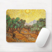 Olive Trees Yellow Sky & Sun Van Gogh Fine Art Muismat (Met muis)