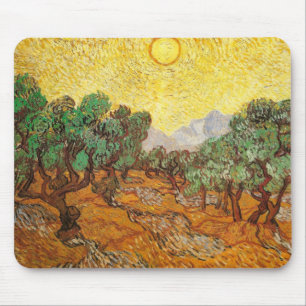 Olive Trees Yellow Sky & Sun Van Gogh Fine Art Muismat