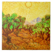 Olive Trees Yellow Sky & Sun Van Gogh Fine Art Tegeltje (Voorkant)