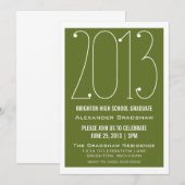 Olive Trendy 2013 Afstuderen Invitation Kaart (Voorkant / Achterkant)