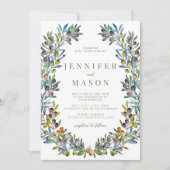 Olive Tuscan theme bohemian summer wedding Kaart (Voorkant)