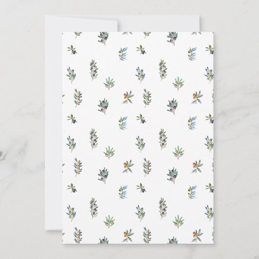 Olive Tuscan theme bohemian summer wedding Kaart (Achterkant)