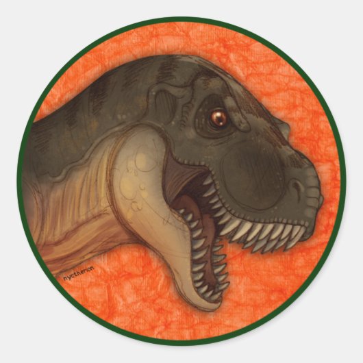 Olive Tyrannosaurus Ronde Sticker (Voorkant)