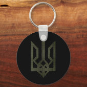 Olive Ukrainian Tryzub Symbol On The Heart - Ukrai Sleutelhanger (Voorkant)