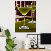 Olive Velvet: Klassieke Martini Stilleven Poster (Thuiskantoor)