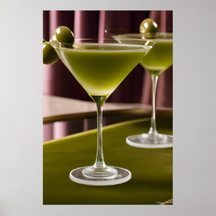Olive Velvet: Klassieke Martini Stilleven Poster