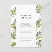 Olive vertakkingspatroon trouwkaart informatiekaartje (Voorkant)