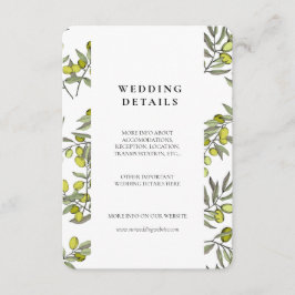 Olive vertakkingspatroon trouwkaart informatiekaartje
