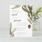 OLIVE WATERVERF FOLIAGE REHEARSAL DINNER INVITE BEDANKKAART (Staand voorkant)