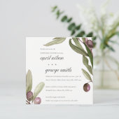 OLIVE WATERVERF FOLIAGE REHEARSAL DINNER INVITE BEDANKKAART (Staand voorkant)