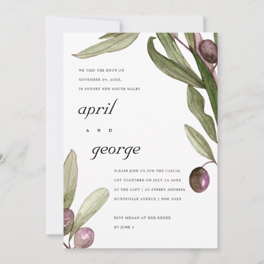 OLIVE WATERVERF FOLIAGE WE KUNNEN INVITE BEDANKKAART (Voorkant)