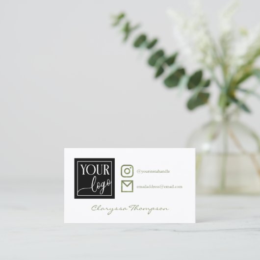 Olive Waterverf Logo en foto sociale media Visitekaartje (Staand voorkant)