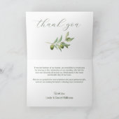 Olive Waterverf Rustic Wedding Hartelijk dank Bedankkaart (Binnen)