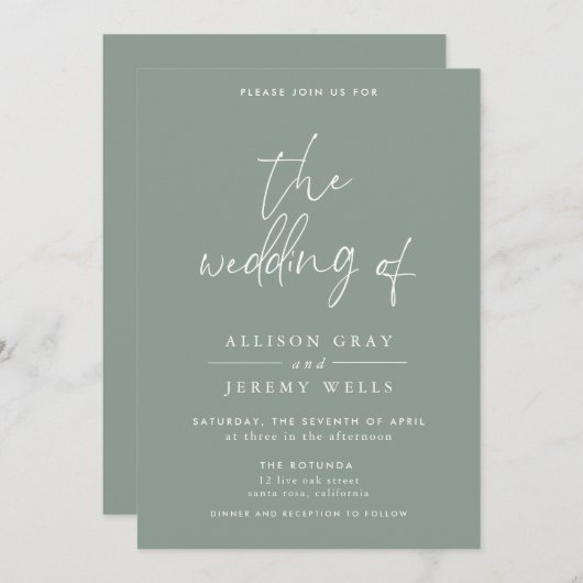 Olive Weddenschap Kaart (Voorkant / Achterkant)