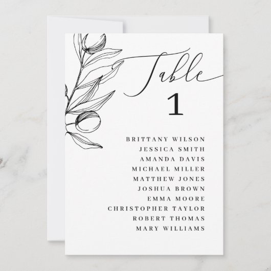 Olive Wedding Zitting Grafiek | minimalistisch bot Kaart (Voorkant)
