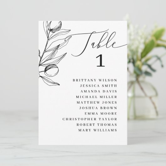 Olive Wedding Zitting Grafiek | minimalistisch bot Kaart (Staand voorkant)