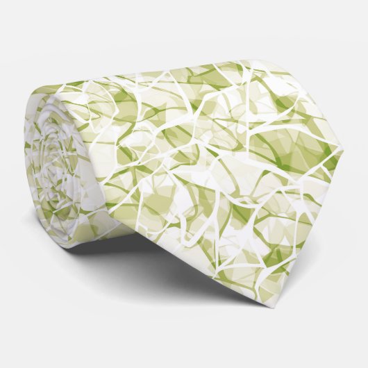 olive-white abstract fashionable modern pattern stropdas (Opgerold)