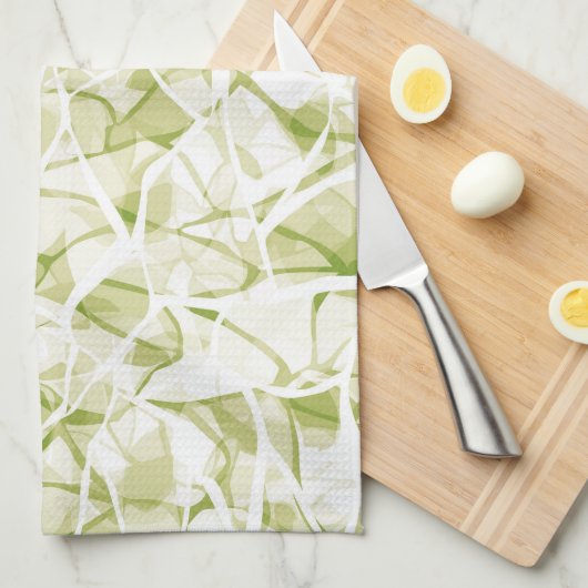 olive-white abstract fashionable modern pattern theedoek (Quarter Fold)