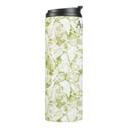 olive-white abstract fashionable modern pattern    thermosbeker (Gedraaid links)
