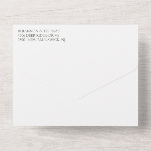 Olive White Greenery Monogrammed Wedding All In One Uitnodiging (Achterkant)